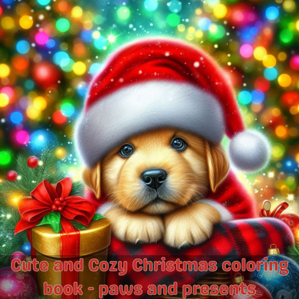 Cute and Cozy Christmas coloring book - paws and presents free printables main image